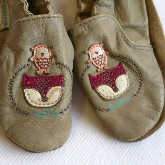 robeez genuine leather soft sole baby girl slippers crib shoes 0-6 months - Picture 3 of 8